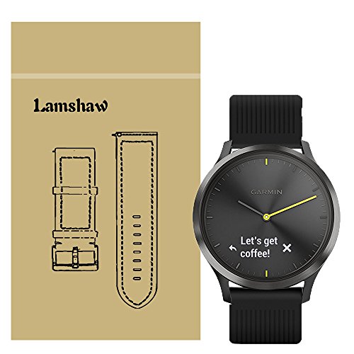 Lamshaw Classic Silicone Sport Replacement Straps for Garmin Vivomove HR / Garmin Vivoactive 3 (Silicone-Black)