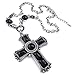 jonline24h Mens Womens Large Vintage Celtic Cross Pendant Necklace Chain, Black Silver