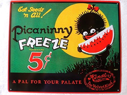 Black Americana Tin/Metal Poster Advertising Sign,Vintage Watermelon Ice Cream