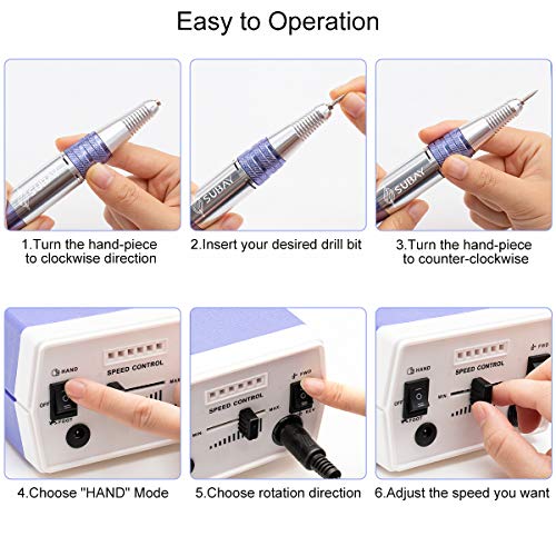 30000RPM Electric Nail Drill Manicure Pedicure Acrylics Gel Salon Art Tool Set Kit with Sanding Bands and 12 in 1 Nail Drill Bits and Nail Brushes Nail Accessories