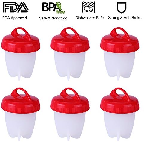 DJDZ Egg Cooker Hard &amp; Soft Boiled Egg Maker ,Eggs Boiler Cookers ,BPA Free, Non Stick Silicone, As Seen On TV (6 Pack)