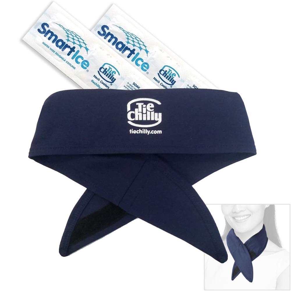 Tie Chilly Ice Cool Neck Cooler Bandana, with 2 Smartice® Cooling Strips, enabling prolonged cool comfort at home, work or play.