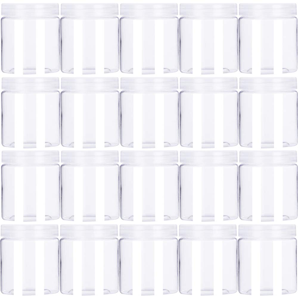 Photo 1 of 20 Pack 4oz/120ml Round Plastic Jars with Lids Empty Clear Slime Containers,Wide-Mouth Refillable Storage Containers for Cosmetics,Lotion,Food Storage