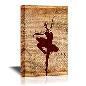 Canvas Wall Art - Ballet Dancer on Vintage Paper Background - Gallery Wrap Modern Home Art | Ready to Hang - 12x18 inches