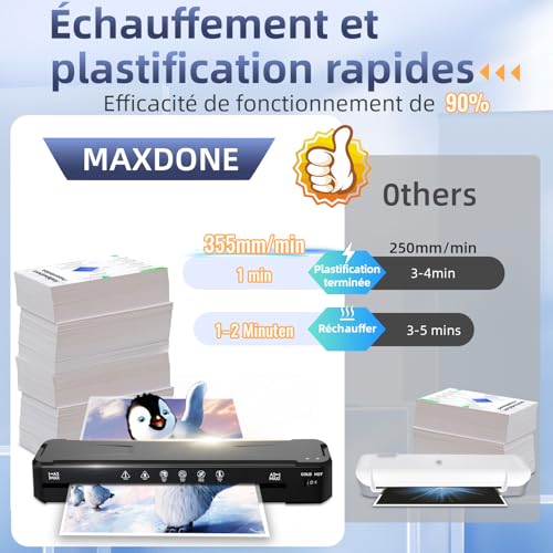 MAXDONE A3 Laminator, Thermal and Cold Laminator A3 A4 A5 A6 Laminating Pouches for Corner Rounder Paper Cutter 1-2 min Quick Preheat & No Bubbles
