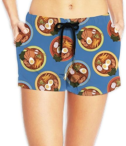 Haibobo Japanese Ramen Japanese Noodles Women's Swim Trunks Quick Dry Water Beach Board Shorts