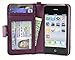 Navor Folio Wallet Case for iPhone 4 4S Pockets for Cards & Money, Clear Window Slot for License ID (Purple)