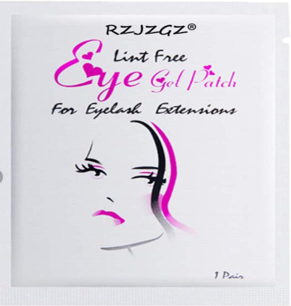 RZJZGZ 50 Pairs Under Eye Gel Pads Eyelash Extension Pads Lint Free DIY False Eyelash Lash Extension Makeup Eye Gel Patches (50, Gold)