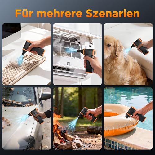 VIWAVE Electric Dust Blower Compressed Air Spray, 150,000 rpm Compressed Air Duster, 3-Speed Dust Blower Blower Battery Long Running Time, Air Spray PC Cleaning Mini Blower for PC Laptop Keyboard Sofa Car