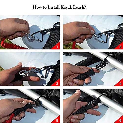 Kayak Paddle Leash 2 Packs, Kayak Lanyard Canoe Rod Leash Boat Oar Leash Straps, Adjustable Bungee Leash Stretches to 50 inches