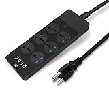 MAOZUA Universal Power Strip with 6 Oulets and 4