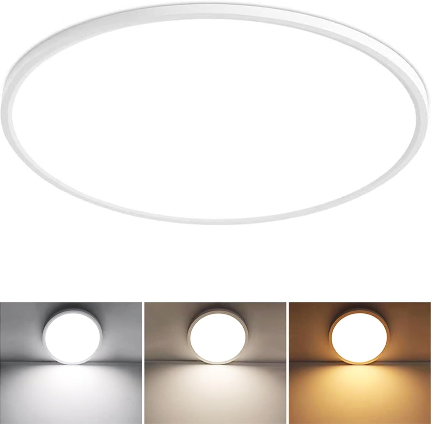 Photo 1 of 24 Inch Flush Mount Ceiling Light, 56W 5600 lm Ceiling Light Fixture with 3 CCT Selectable 3000K/4000K/ 6500K(Wall Switch Control), Slim Round Surface Mount LED Light Fixture for Kitchen Bedroom