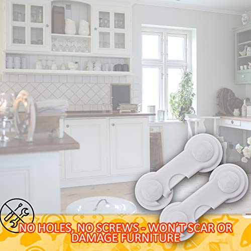 Cabinet Locks Child Safety Latch - Pack of 10 Baby Proof Cabinet Latches - C hildproof Sliding Adhesive Lock for Cupboards, Cabinets, Sliding Doors, Drawers or Many Other Furniture & Appliances - Thumbnail 5