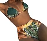 Nulibenna Women's African Dashiki Bandage 2 Piece Cut Out Swimsuit Bikini
