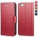 TUCCH iPhone SE Wallet Case, iPhone 5s Case, Premium PU Leather Flip Case Card Slot, Stand Holder Magnetic Closure [TPU Shockproof Interior Protective Case] Compatible iPhone SE / 5s / 5, Red
