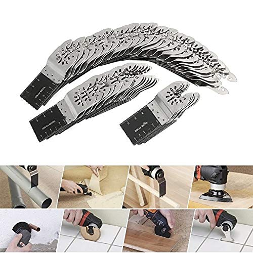 50 Pack Professional Bi-Metal Oscillating Saw Blades Nail/Metal/Wood Universal Multitool Quick Release Blade Fits Dewalt, Porter Cable,Rockwell,Makita,Black & Decker,Bosch Craftsman (50 pcs Bi-metal)