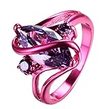 RongXing Jewelry 2016 New Amethyst Diamond Ring,14KT Gold Red 