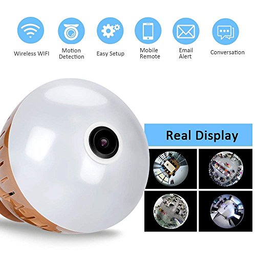 2019 Bulb WiFi IP Camera Wireless Fisheye Spy Hidden Cameras 360° Panoramic for Home Security System Baby Nanny Pet Indoor Night Vision Motion Detection Alarm Smart Home Gifts [Free 16GB SD Card ] - Thumbnail 3