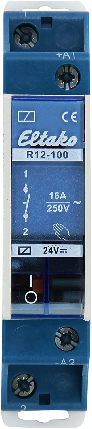 Eltako 24V DC 16A 1N/O Relay, Manual Operation, DIN Rail Mount