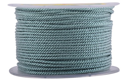 KONMAY 1 Roll 50 Meters 2.0mm Teal Braided Rope Twisted Twine Cord for Jewelry and Crafts