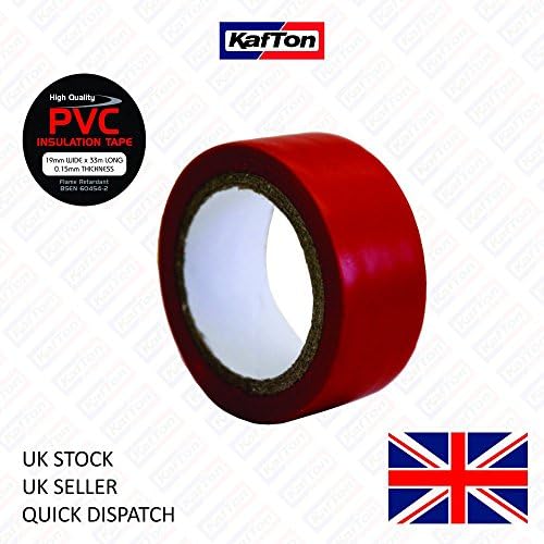 10x Red Electrical PVC Insulation / Insulating Tape 19mm x 33m - Flame Retardant