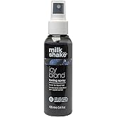 milk_shake icy blond toning spray | leave-in toner with black pigment to cool brass and refresh icy tones in platinum blonde hair | adds softness, shine, and detangling | 3.4 fl oz