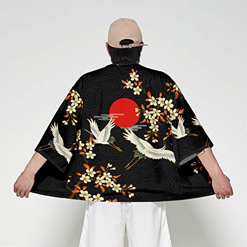 Japanese Kimono Yukata Kimono Jacquet Mens Kimono Shit C,010,L - Thumbnail 4