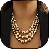 Stringex Punk Layered Beads Collar Choker Necklace for Women Chunky Stacking Bead Ball Necklaces Hip Hop Statement Necklace Wedding Jewelry Accessories