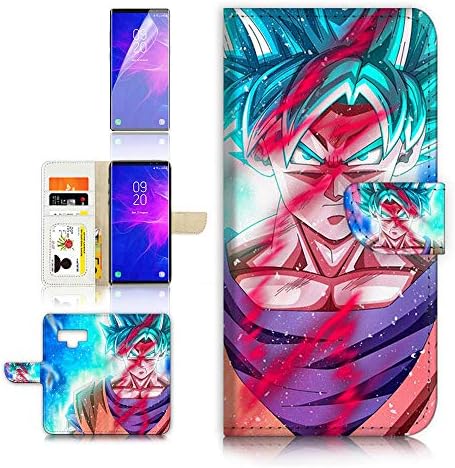 (for Samsung Note 9, Galaxy Note 9) Flip Wallet Case Cover & Screen Protector Bundle - A21684 Dragon Ball Goku