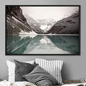signwin Framed Canvas Wall Art Winter Lake Aerial...