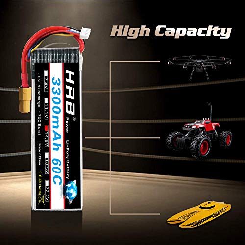 HRB 2PCS 4S 3300mAh 14,8 V Lipo RC Akku 60C Pack mit XT60 / EC3 / Deans / Traxxas Stecker für RC Flugzeug Hubschrauber… – Bild 7