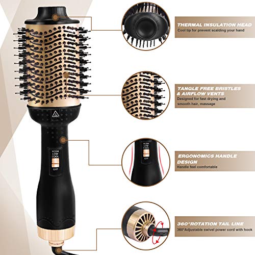 Hair Dryer Brush, Hot Air Brush, VSADEY One Step Hair Dryer & Volumizer 3 in 1 Hair Styling Brush Negative Ion Straightener & Curly Salon Reduce Frizz and Static for All Hair Types