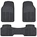 COUNTRY ONE Rubber CAR MATS All Weather 3-PCS 2-Rows Color Black