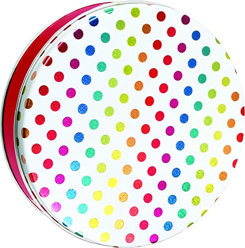 2 Pack - Premium Cookie Tin Decorative Metallic Rainbow Polka Dots, Empty - Extra Thick Steel - Thumbnail 3