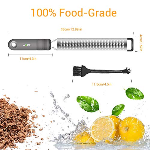 Cheese Zester, LUXEAR Lemon Grater Stainless Steel Sharp Chocolate Zester with Non-Slip Silicone Handle Dishwasher Safe, Professional Zest Tool for Ginger Garlic Nutmeg Chocolate with Protective Cover