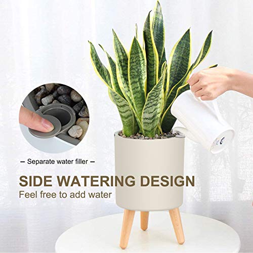 Intelligent Plant Pot with Stand, 7.5 Inch Self Watering and Drainage System, Water Shortage Alarm Flower Pot for Indoor Outdoor Decoration