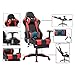 Gaming Chair Office Desk Chair High Back Computer Chair Ergonomic Adjustable Racing Chair Executive PC Chair with Headrest,Massager Lumbar Support & Retractible Footrest (Red)