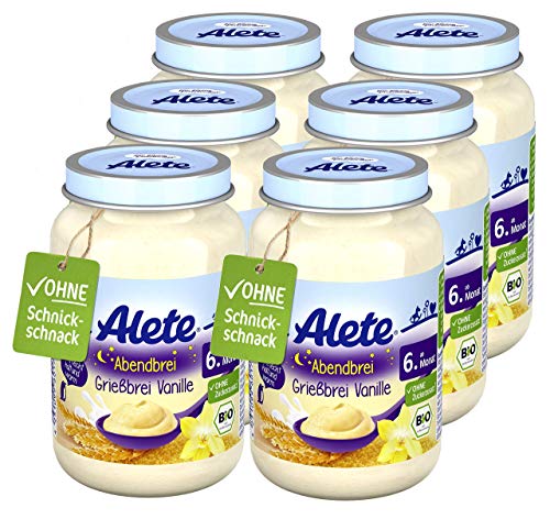 Alete-Bio-Glschen-Abendbrei-Griebrei-Vanille-Babynahrung-in-Bio-Qualitt-ohne-Palml-Zuckerzusatz-ab-dem-6-Monat-6er-Pack-6-x-190-g
