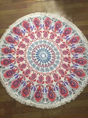 Large round rug cotton printed round beach towel, tapestry throwing carpet