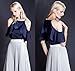 JET-BOND Women Chiffon Halter Tops Ruffle Cami Shirts FS42 Cold Shoulder Swing Camisoles Blouse (M, Navy)