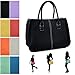 HOXIS Classical Office Lady Minimalist Pebbled Faux Leather Handbag Tote/Magnetic Snap Purse