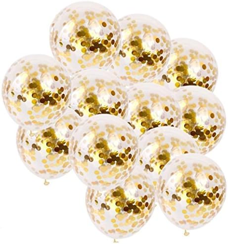 Yeefant 20 PCS Magic Sequins Foil Latex Confetti Balloon Set Birthday Party Gold Decorative Event Banquet Favors Signs Pure Bunting Hanging Set for Living Room Bedroom,12 Inch, Gold