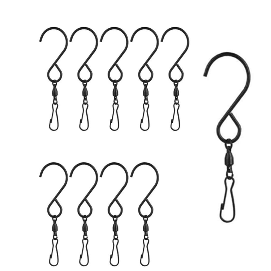Concisea 10pcs Swivel Hooks Clips Smooth Spinning,Swivel Hooks Clips Wind Spinner for Hanging Wind Chimes Wind Spinners Spiral Tails Windsocks Bird Feeders Crystal Twisters Bells Party Supplies(Black)