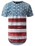 URBANCREWS Mens Hipster Hip Hop American Flag Longline T-shirt (Various Prints)