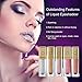 Glitter Liquid Eyeshadow Set, 5 Colors Waterproof Cosmetics Eyeliner, Highlighter Makeup for Eyes, Lips,Face,Body (Silver, Smoky Purple, Rose Gold, Gold and Pink)