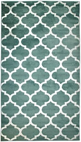 Trellisville Collection Modern Geometric Lattice Trellis Design Vibrant and Soft Area Rug - 7'10"X9'10" - Teal