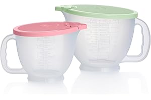 Tupperware Classic Mix-N-Store Pitcher Set in Mint Green & Candy Pink - Dishwasher Safe & BPA Free - (2 Bowls + 2 Lids)