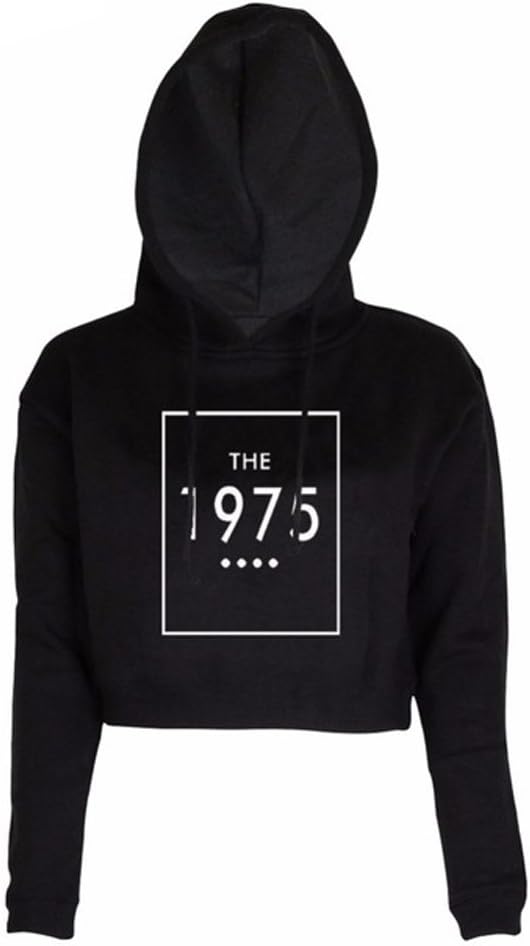 Women Sports Cute Hoodies Crop Top The 1975 Letters Print Casual Sweatshirts