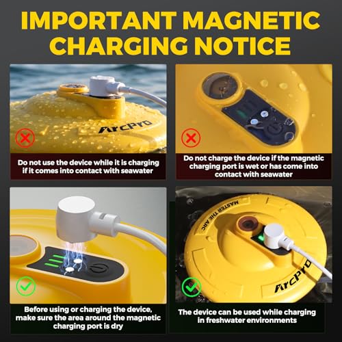 Arcpro Floating & Rechargeable Bait Bucket Aerator, IPX7 Waterproof with Magnetic Charging, Ultra-Quiet Bubbler for Live Minnows, Portable Aerator for Fishing