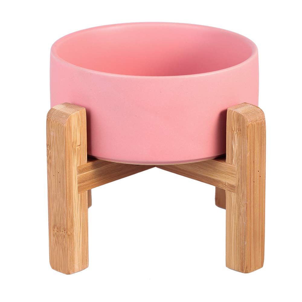 Photo 1 of Ceramic Elevated Raised Cat Bowl with Wood Stand No Spill Pet Food Water Feeder Cats Small Dogs